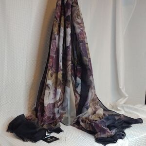 Echo Floral Scarf in Purple and Black